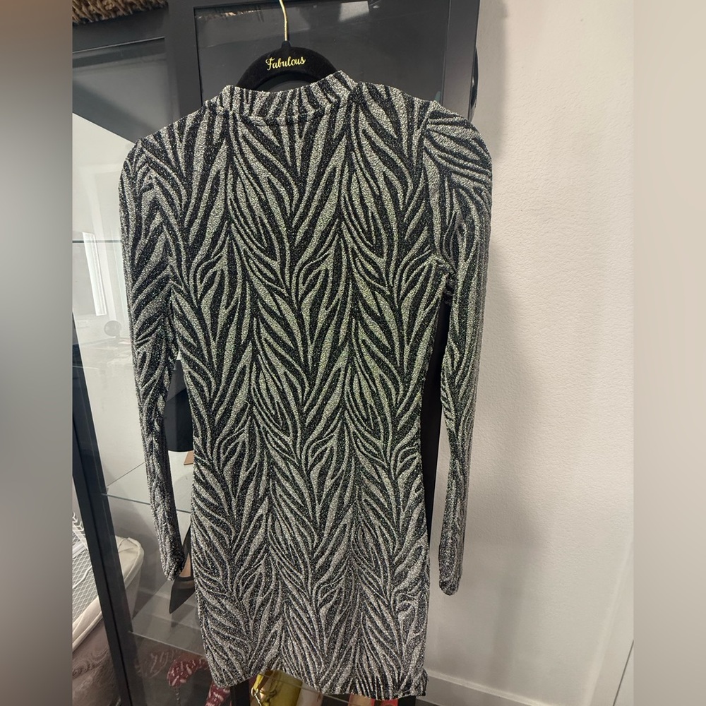 All saints Black and Silver Patterned Dress